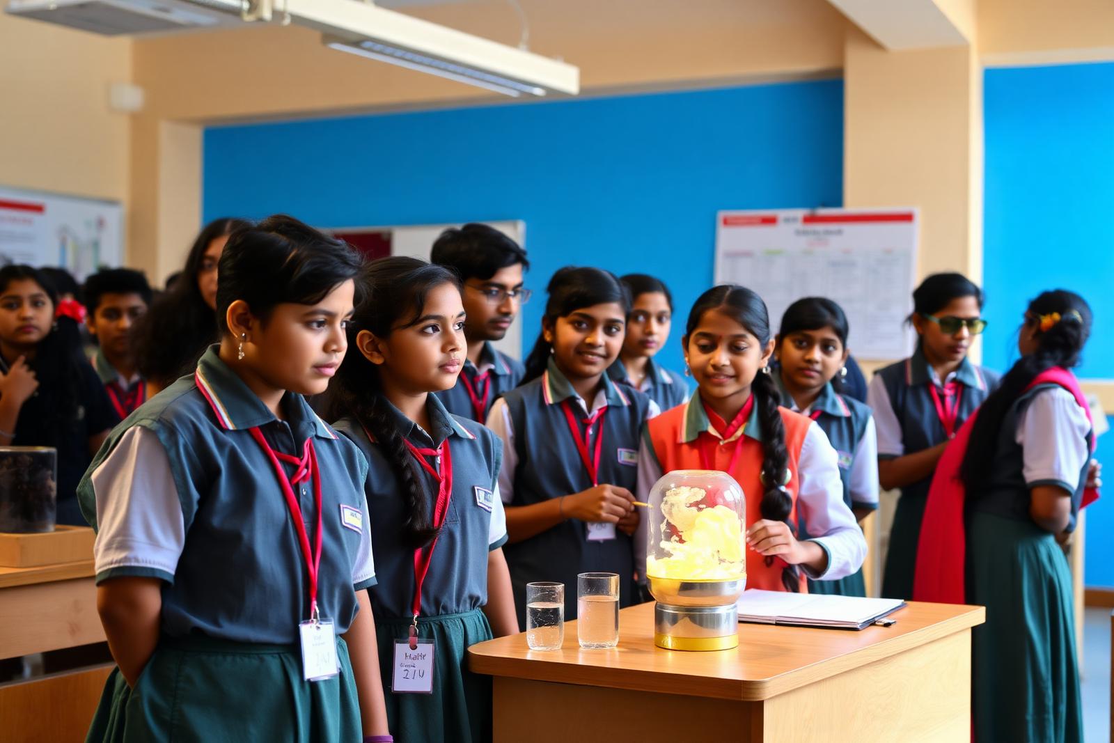 Students presenting a science exhibition model at MY AIM HUB OF EDUCATION