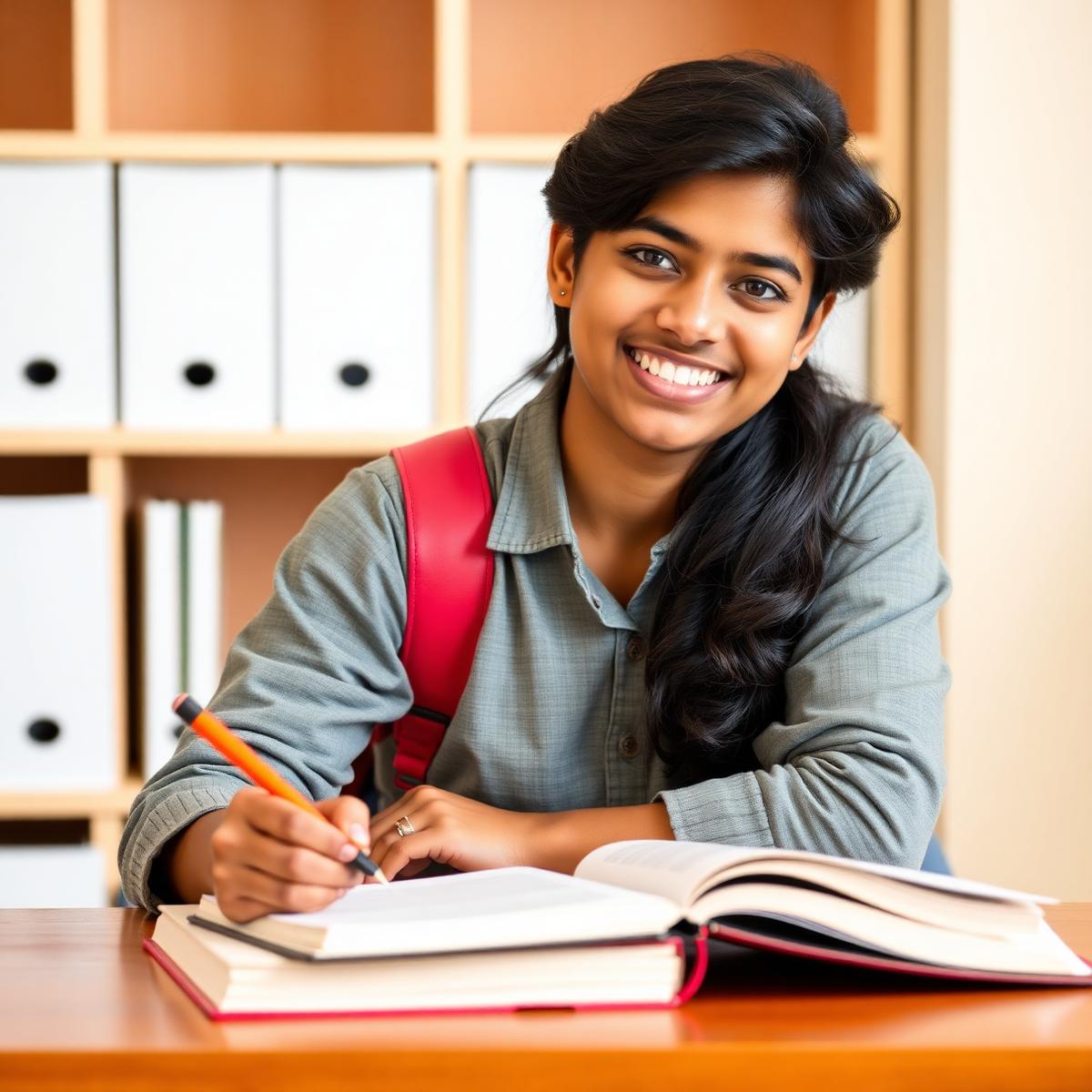 Student practising with notes and question bank
